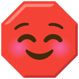 smiling face and stop sign