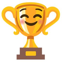 smiling face and trophy