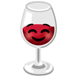 smiling face and wine glass