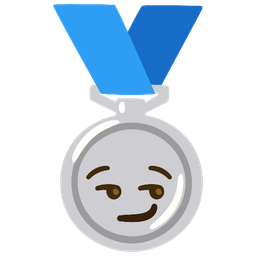 smirking face and 2nd place medal