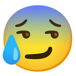 smirking face and anxious face with sweat