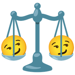 smirking face and balance scale