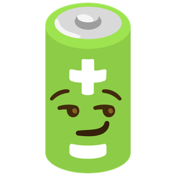smirking face and battery