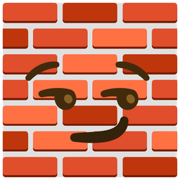 smirking face and brick