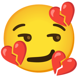 smirking face and broken heart