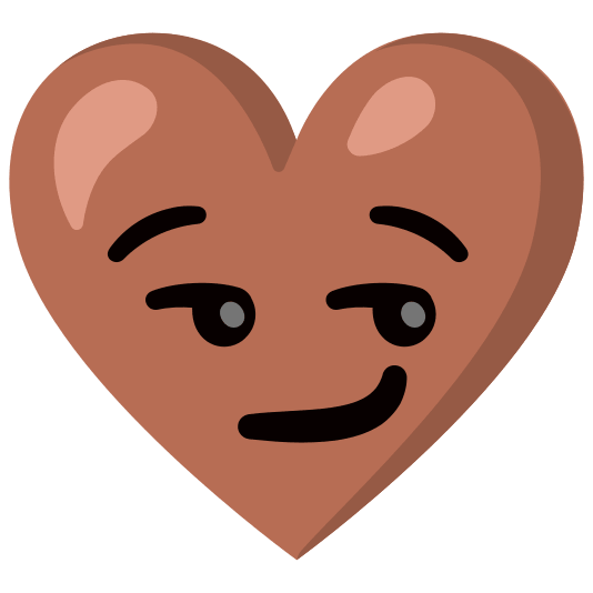 Smirking face and Brown heart