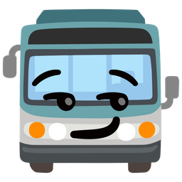 smirking face and bus