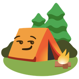 smirking face and camping