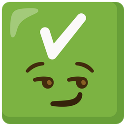 smirking face and check mark button