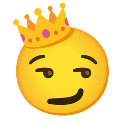 smirking face and crown