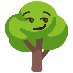 smirking face and deciduous tree