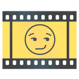 smirking face and film frames