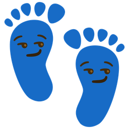 smirking face and footprints