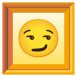 smirking face and framed picture