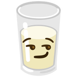 smirking face and glass of milk