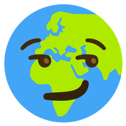 smirking face and globe showing Europe-Africa