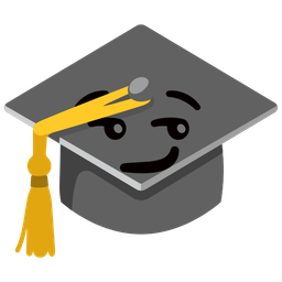 smirking face and graduation cap
