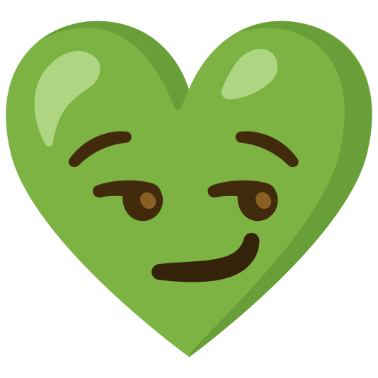 Smirking face and Green heart