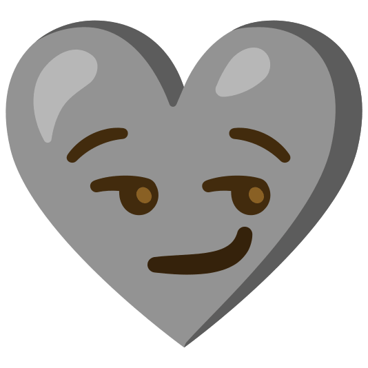 Smirking face and Grey heart