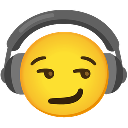 smirking face and headphone
