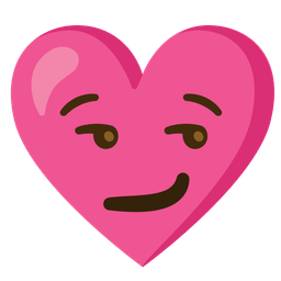 smirking face and heart with ribbon