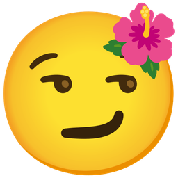 smirking face and hibiscus