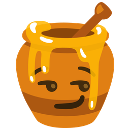 smirking face and honey pot