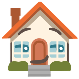 smirking face and house