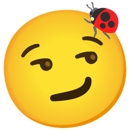 smirking face and lady beetle