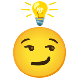 smirking face and light bulb