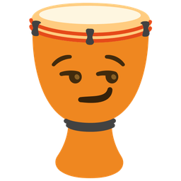 smirking face and long drum