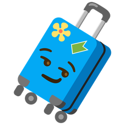 smirking face and luggage