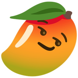 smirking face and mango