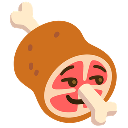 smirking face and meat on bone