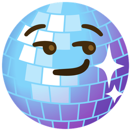 smirking face and mirror ball