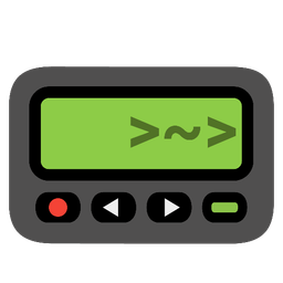 smirking face and pager