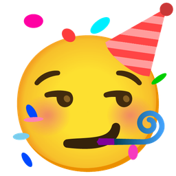 smirking face and partying face