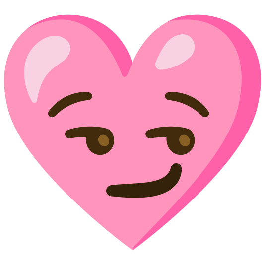 Smirking face and Pink heart