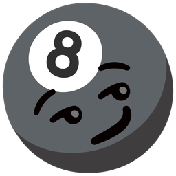 smirking face and pool 8 ball