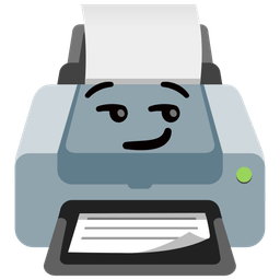 smirking face and printer