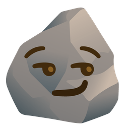 smirking face and rock
