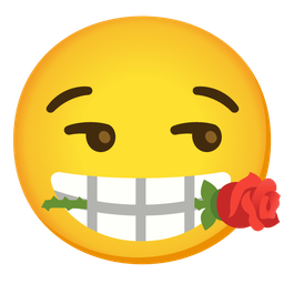 smirking face and rose