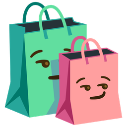 smirking face and shopping bags