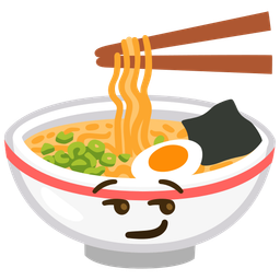 smirking face and steaming bowl