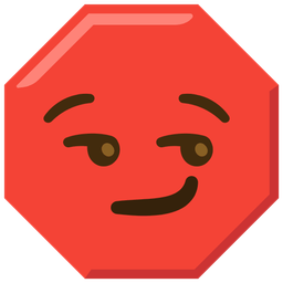 smirking face and stop sign