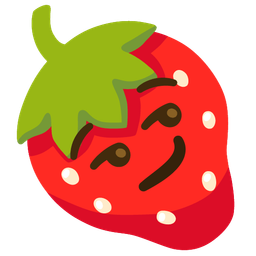 smirking face and strawberry