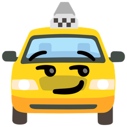 smirking face and taxi