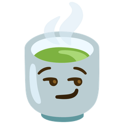 smirking face and teacup without handle