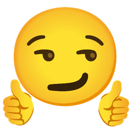 smirking face and thumbs up