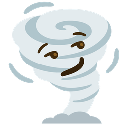 smirking face and tornado